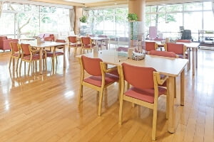 image of empty nursing home dining room story city 